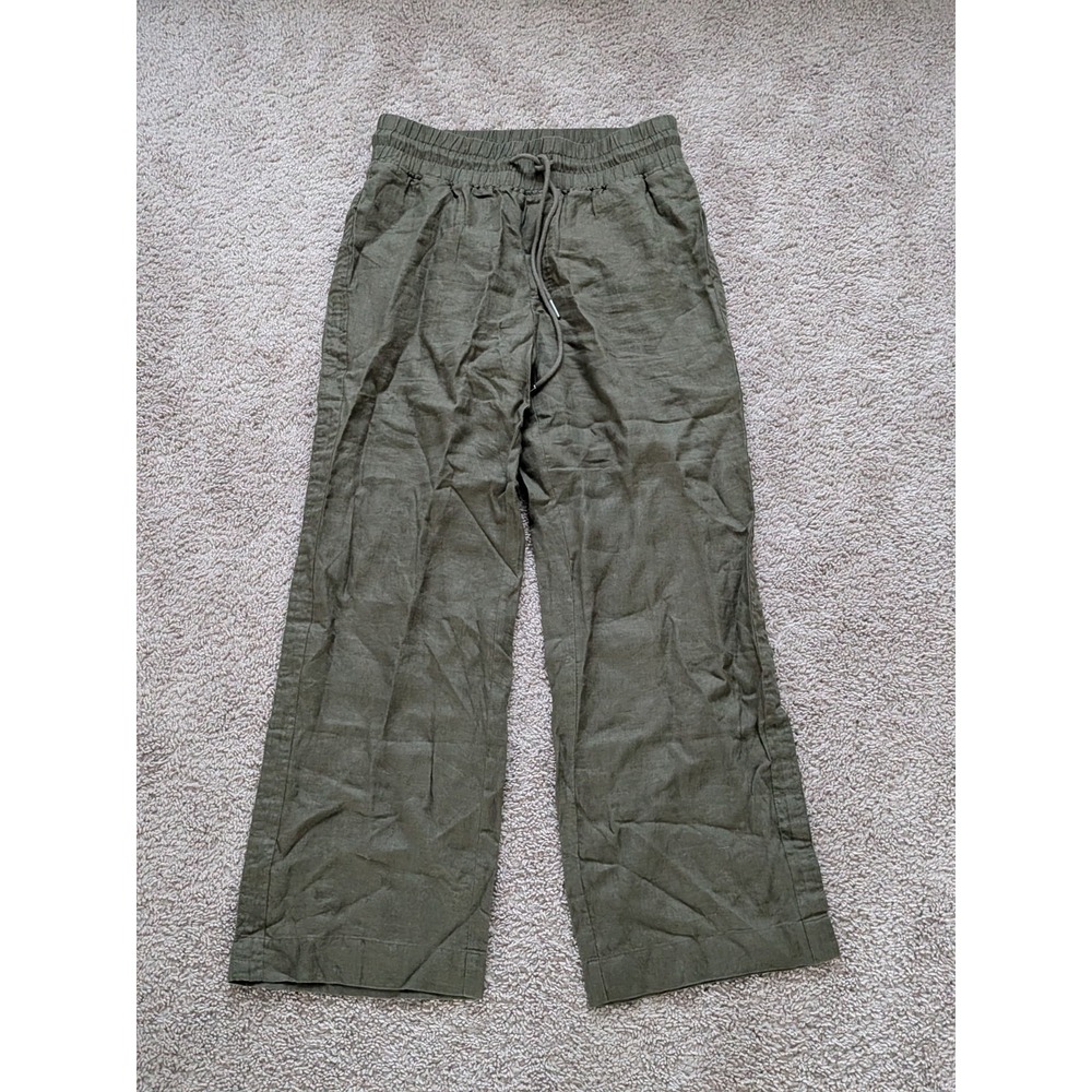 Quince European Linen Wide Leg Pant Women Medium (Fits 30x29) Bayberry Olive NWT